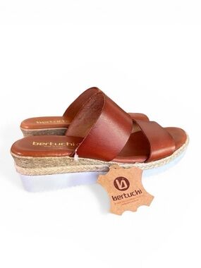 Bertuchi Made in Spain Leather Strap Espadrille Sandal Brown Sz 39